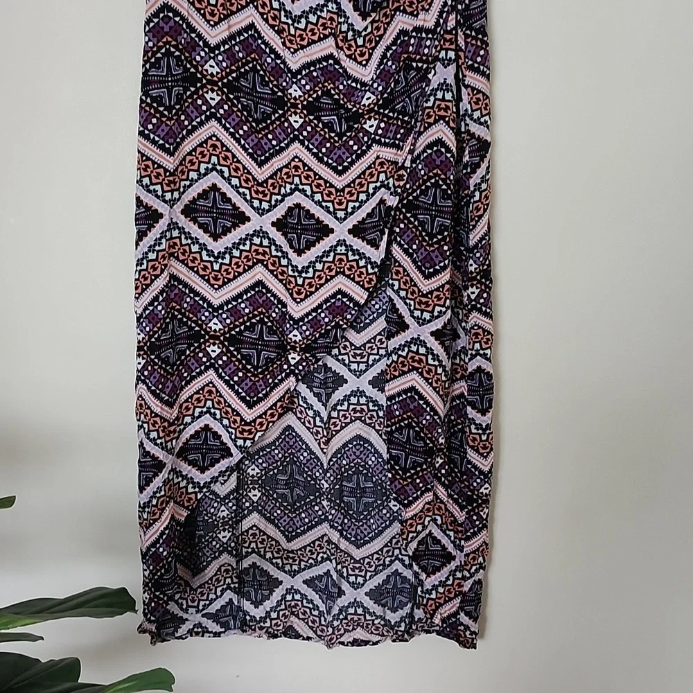 Express multicolor ruched tulip hem midi maxi skirt, fun pattern, women's medium
